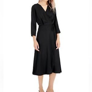 alfani Women's Elbow Sleeve Satin
Surplice Dress Black size 8 new with tags